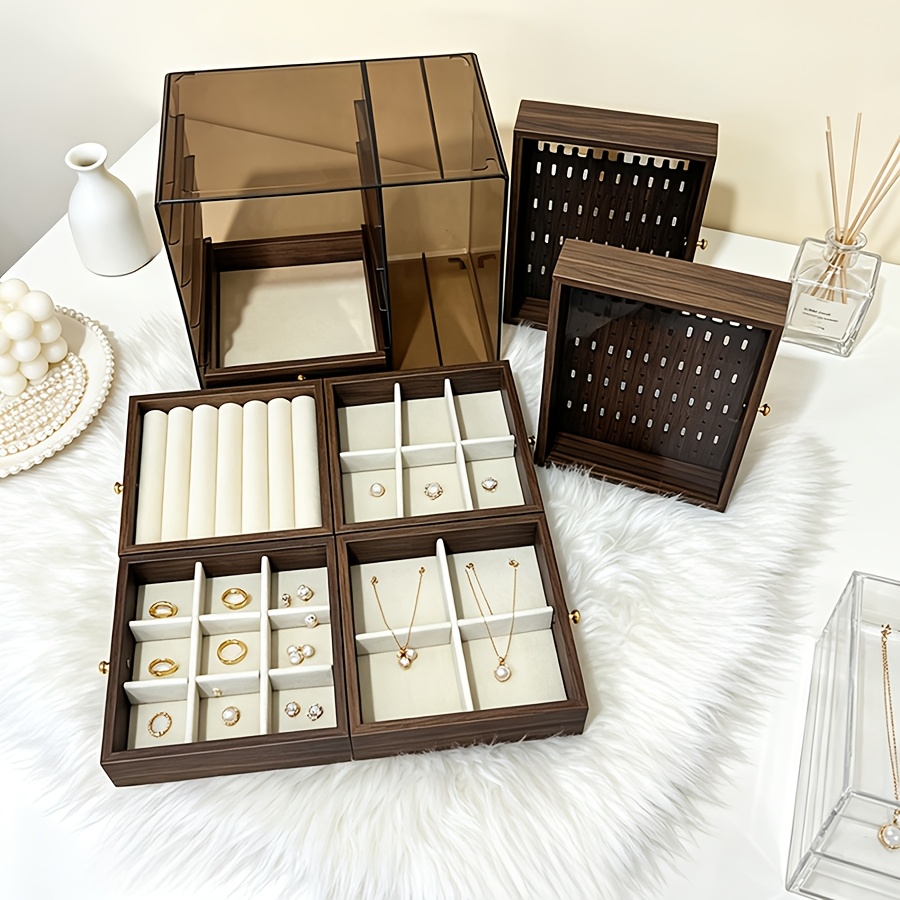 Exquisite Multi-Layer Walnut Jewelry Storage Box